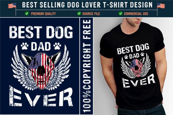 Best Dog Dad Ever Usa Flag Dog T-shirt