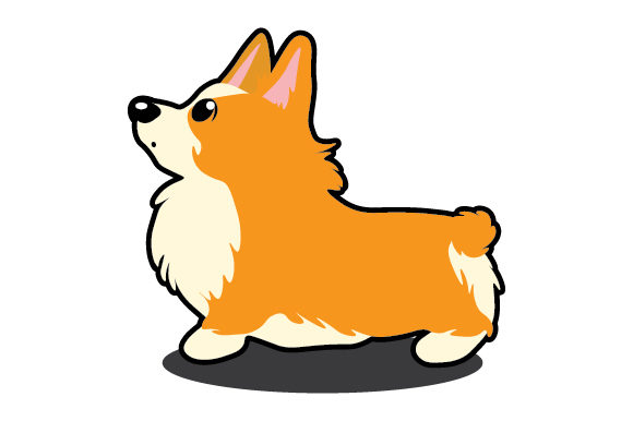 Cartoon Corgi Dog Side View