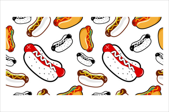 Cartoon Hot Dog Seamless Pattern