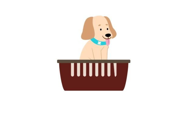 Cute Dog in Cage Design