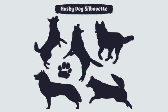 Husky Dog Silhouettes Illustration