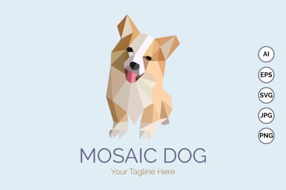 Mosaic Dog Pet Shop Vector Design
